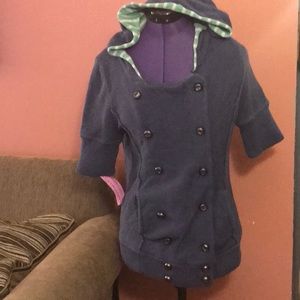 Free people  blue lined hooded jacket sz m